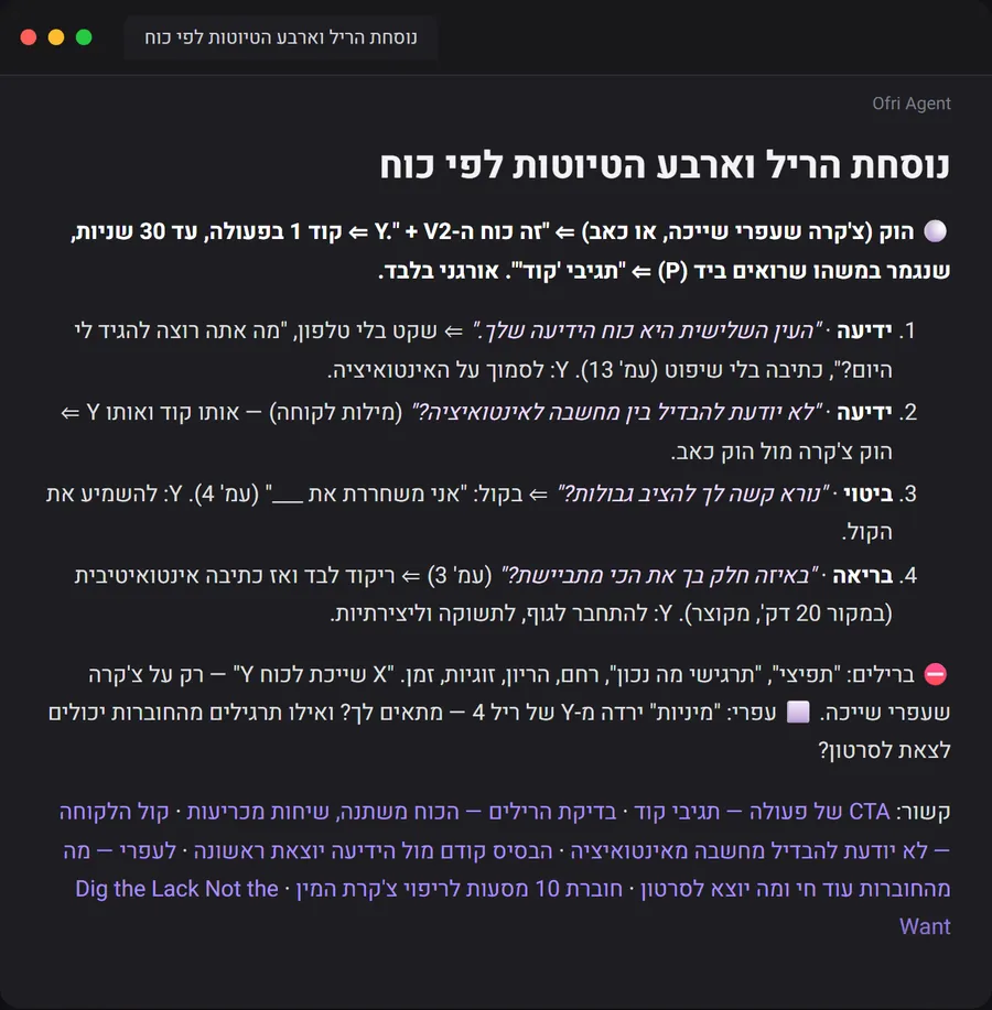 נוסחת הריל וארבע הטיוטות של עפרי